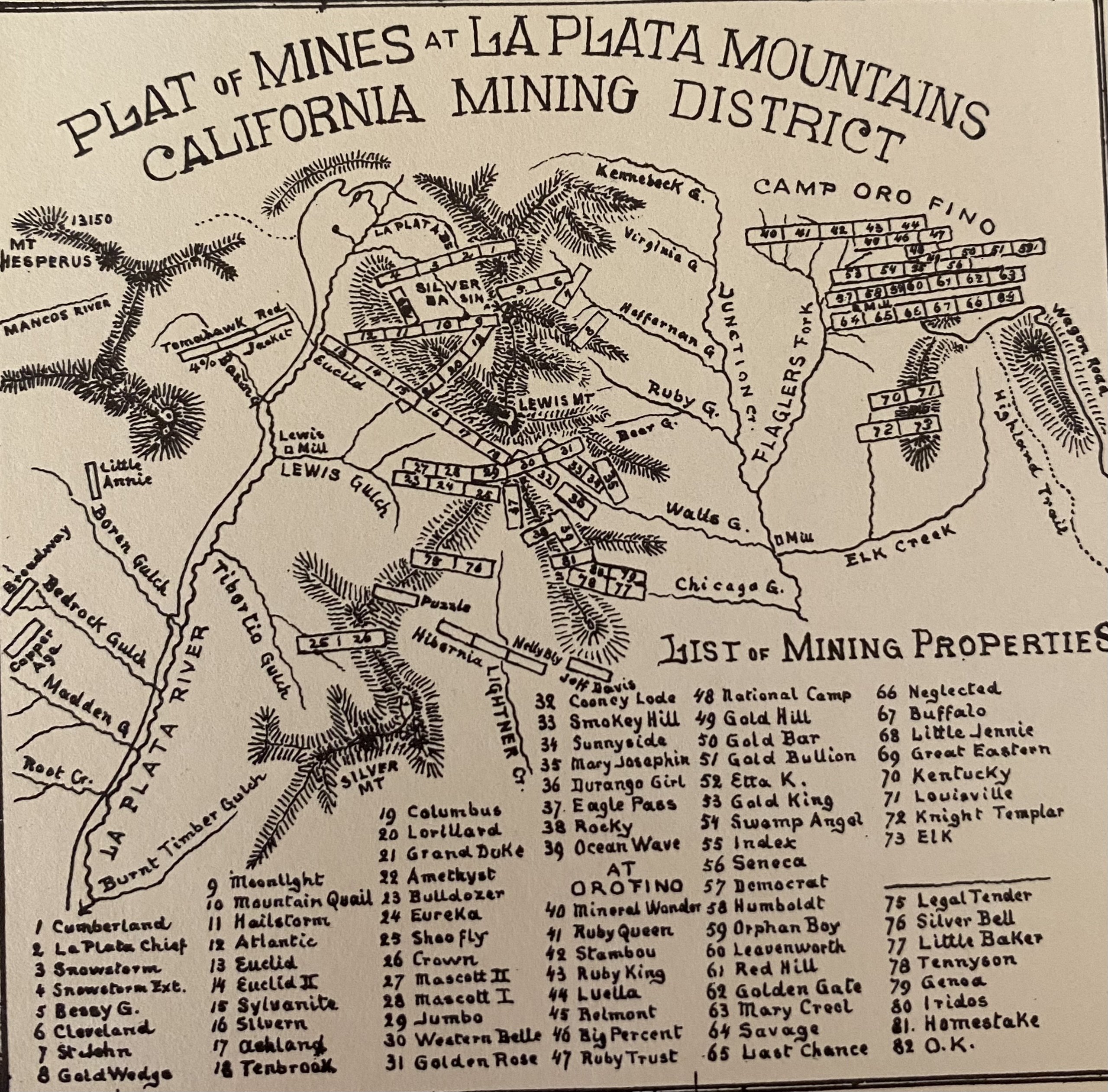 Map of La Plata Mines