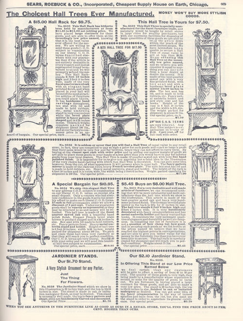 Sears catalog page with hall tree