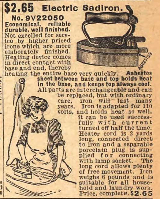 Electric iron in Sears catalog