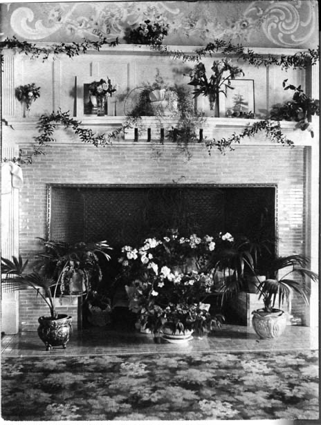 Fireplace decorated for the wedding