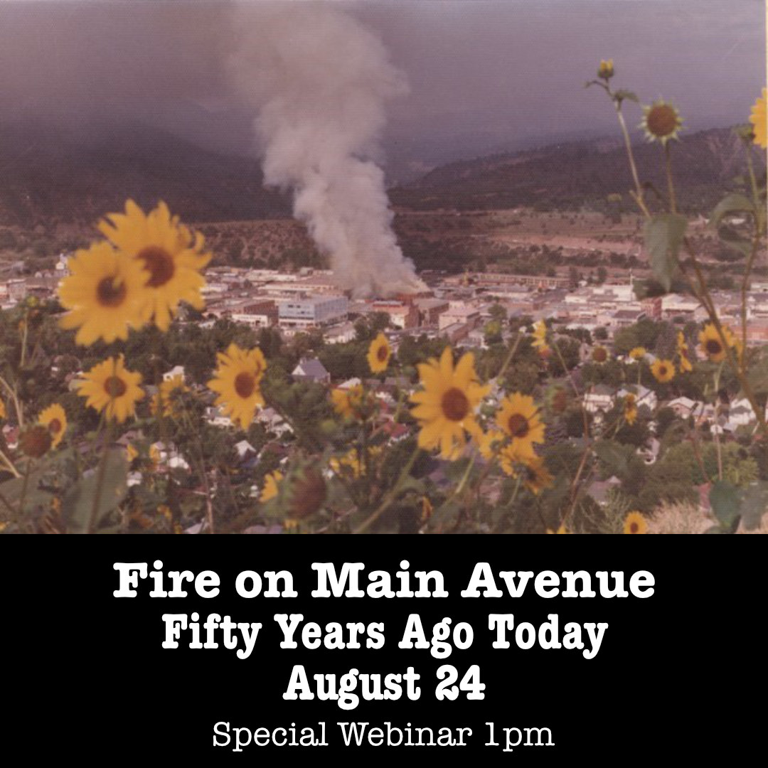 image of sunflowers with smoke rising over Durango